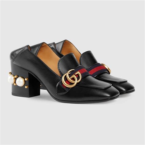 gucci suede mid heel pumps|Gucci leather mid heel loafer.